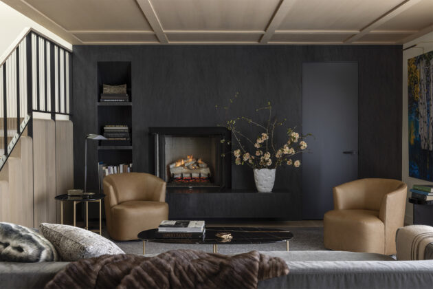 Living room in the A-Frame home designed by Rowland + Broughton.