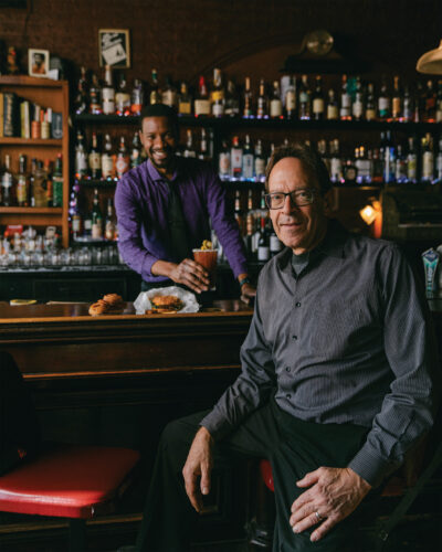 Co-owner Dave Newman bellies up to the bar for his favorite burger: the JCB.