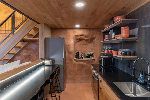 Kitchen and bar stools at Honey Rock Landing.