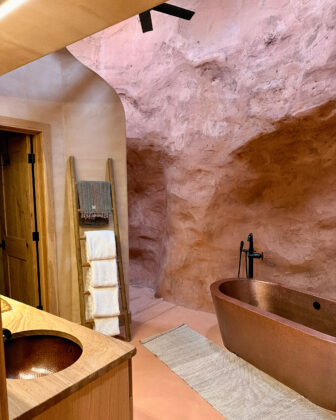 Bathroom with tub at Honey Rock Landing.