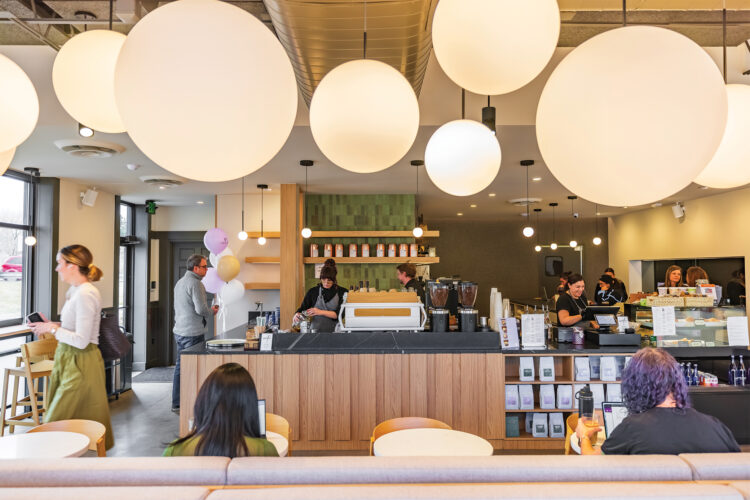 Interior of Lavender Coffee Boutique.
