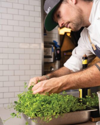 Chef uses micro greens from Mountain Man Micro Farms.