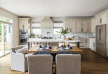 A Family Friendly Kitchen That Feels Effortlessly Refined Kitchen and dining area by Dennison Interior Design.