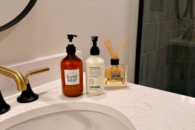 Customized toiletries from The Rathbone Hotel & Parlor Bar.