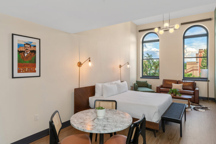 Interior of a room at The Rathbone Hotel & Parlor Bar.