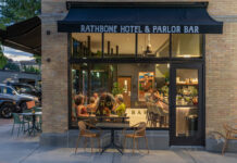 The Rathbone Hotel Makes Montrose Worth the Stay Exterior entrance of The Rathbone Hotel & Parlor Bar.