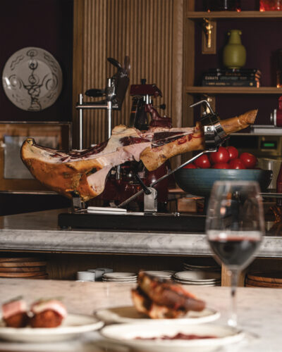 The meat carving station at Mar Bella Boqueria.