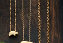 The iconic bear necklaces from The Golden Bear.