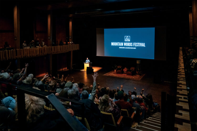 Crowd attends an event at Mountain Words Festival.