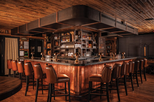 Bar area of Stranahan's Whiskey Lodge in Aspen.
