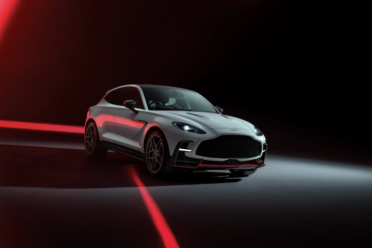 Exterior of the Aston Martin DBX S in motion.