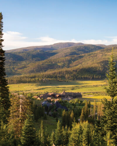 Overhead shot of Devil's Thumb Ranch.