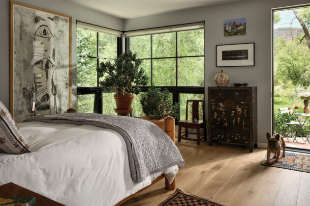 Bedroom of the Basalt home by Studio Lambiotte.