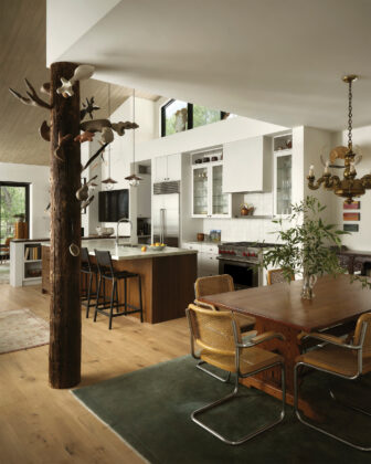 Interior kitchen and dining area of the Basalt home by Studio Lambiotte.