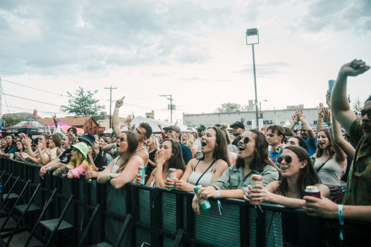 People cheer on a concert.