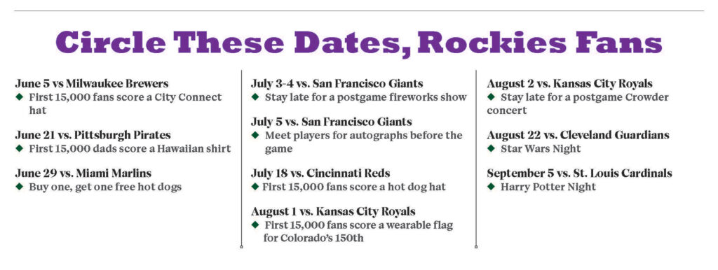 Rockies theme night schedule.
