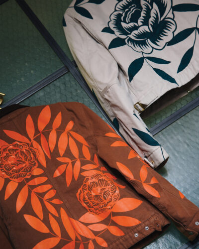 Leather jackets featuring Parrott Paints.