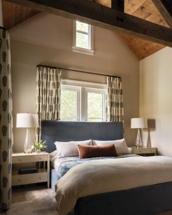 Bedroom in the Crested Butte home designed by Emily Tucker.
