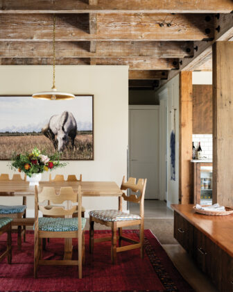 Dining area in the Crested Butte home designed by Emily Tucker.