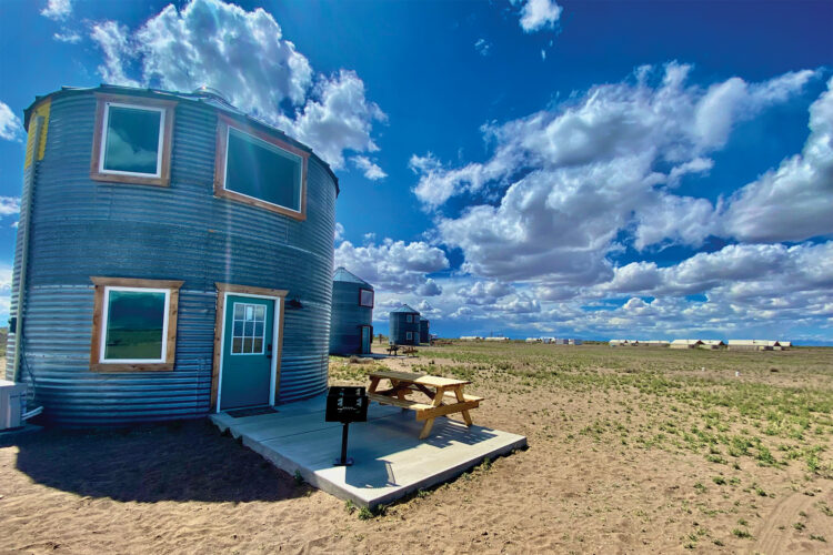 Exterior of tiny homes and glamping spots at Rustic Rook Ranch.