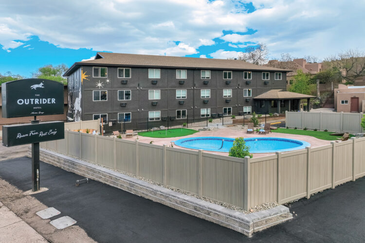 Exterior shot of at The Outrider Hotel.