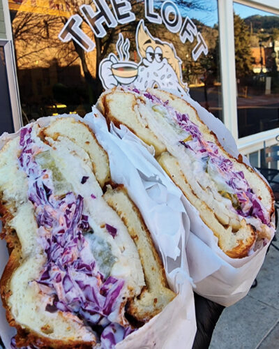 A center cut bagel sandwich from The Loft.