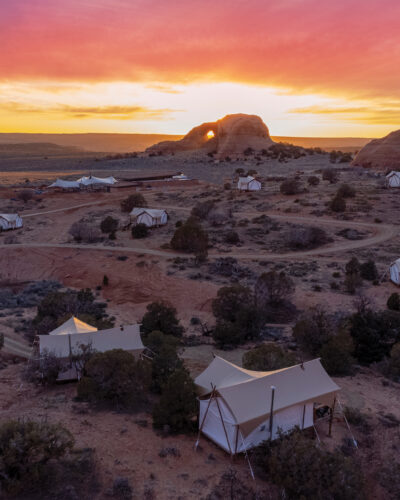 Arieal shot with sunset of ULUM Moab.