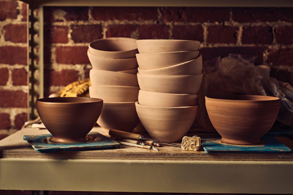 Pottery bowls made by the chefs son from the 2026 Colorado Chefs feature.