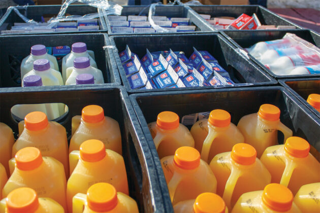 Boxes of juice at We Don't Waste.