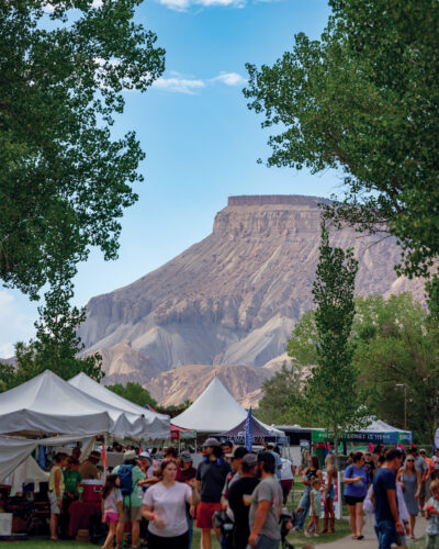 People explore booths at the Palisade Peach Festival.