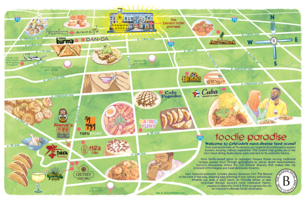 Hand drawn map of the Foodie Paradise Package.