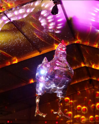 Mirrored disco chicken by Abstruse.
