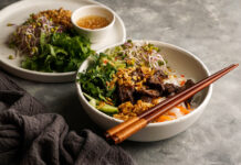 Closeup of Vietnamese food.