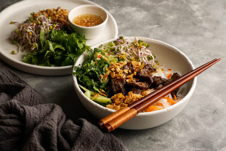 Closeup of Vietnamese food.