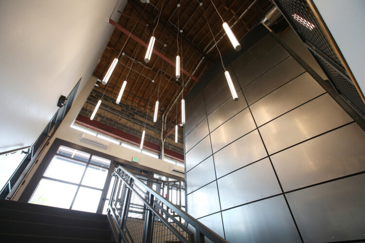 Lights inside the People Building.