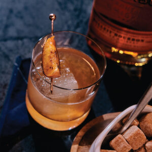 Close up of the Smokey Spur cocktail.