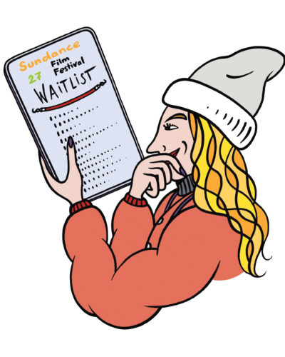 Illustration of woman looking at a waitlist.